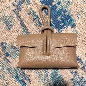 Elegant Tan Leather Wristlet Clutch